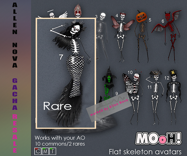 07. MOoH! Flat skeleton avatar Mermaid RARE - SALE !