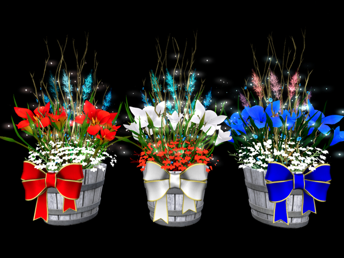 MC July 4th Red White Blue Country Planter Set 
