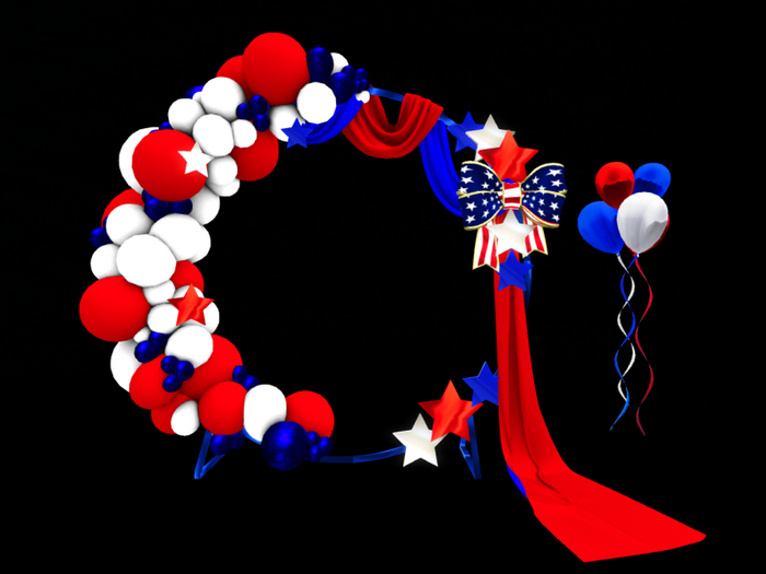 MC July 4th Red White & Blue Balloon Drape Arch