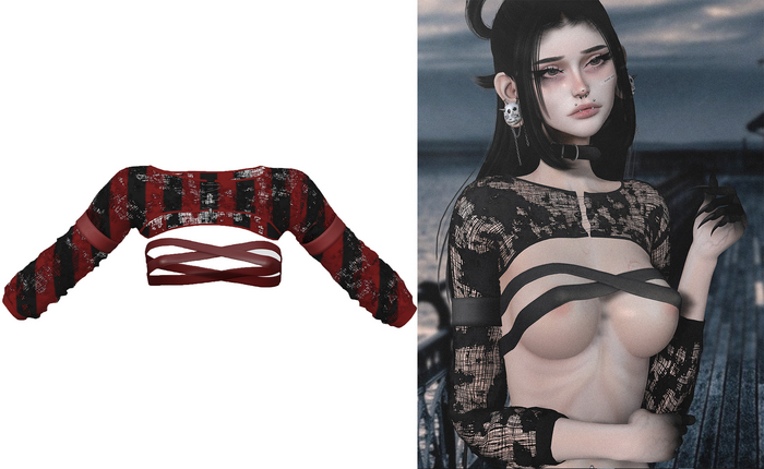 [DumDum] Nightfall Jacket & Top - Red Stripes