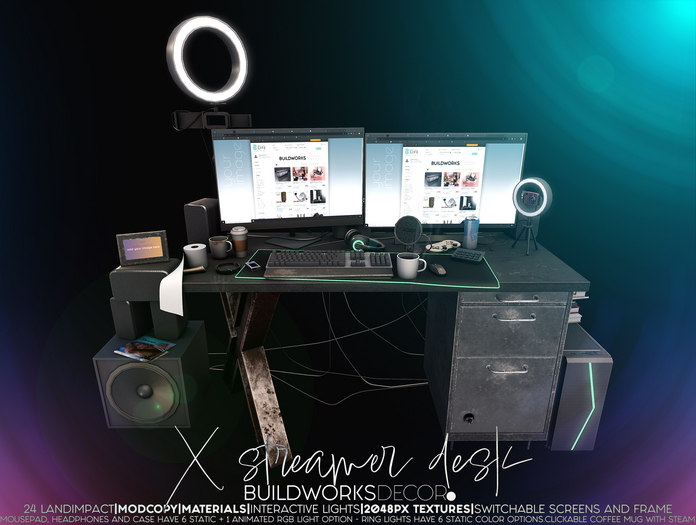 buildworksdecor ~ X Streamer Desk Black / Boxed