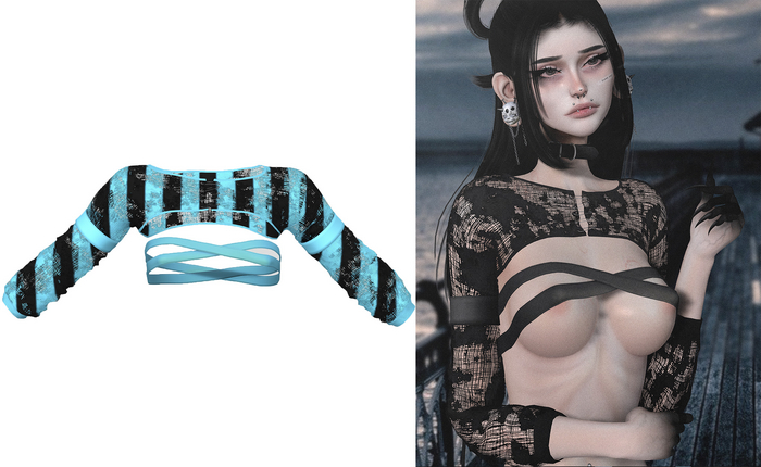[DumDum] Nightfall Jacket & Top - Blue Stripes