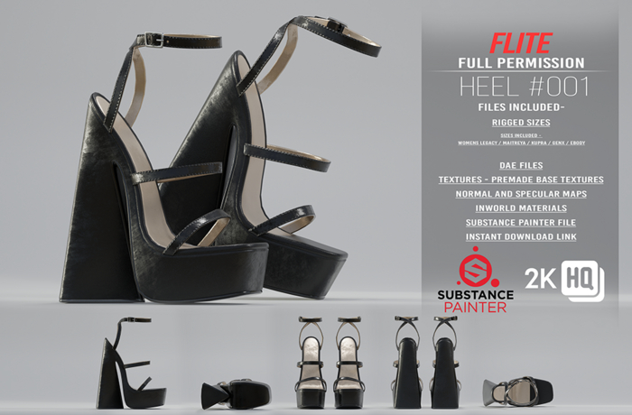[FFP] - HEEL #001 [ FULL PERM + DAE OBJ SUB RIGGED SIZES]