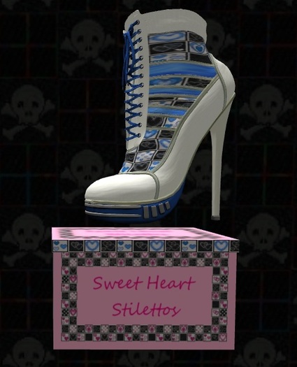 Sweet Heart Stilettos - Blue & White