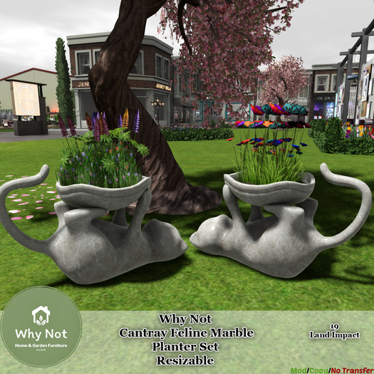 Why Not - Cantray Feline Marble Planter Set-Boxed
