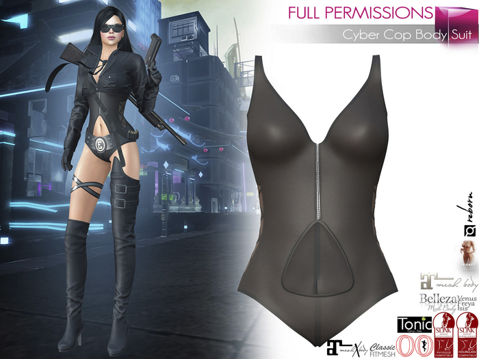 Full Perm Belly Cutout Black Bodysuit Maitreya 5.3 LaraX Ebody Reborn Legacy Belleza Slink Tonic Ocacin Classic Avatars