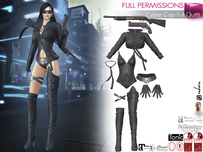 8in1 Full Perm Female Sci-fi Combat Character Full Outfit Set Maitreya 5.3 LaraX Ebody Reborn Legacy Belleza Slink Tonic