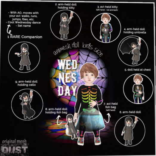 1 DUST: Wednesday doll - RARE Companion - kids