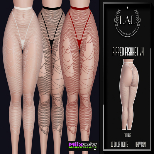 LAL-Ripped Fishnet Stocking V4 Only Bom-Tintable