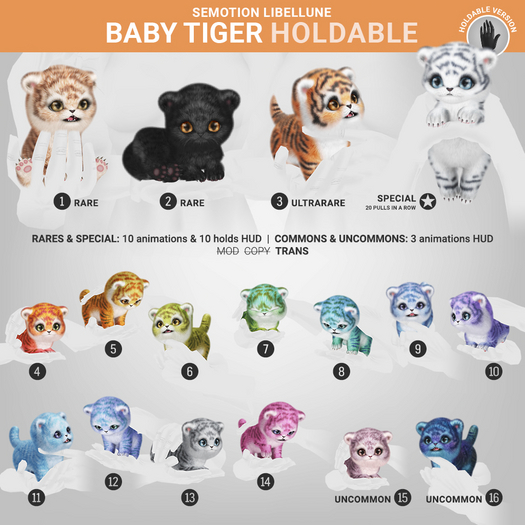 SEmotion Libellune Baby Tiger Holdable RARE 01