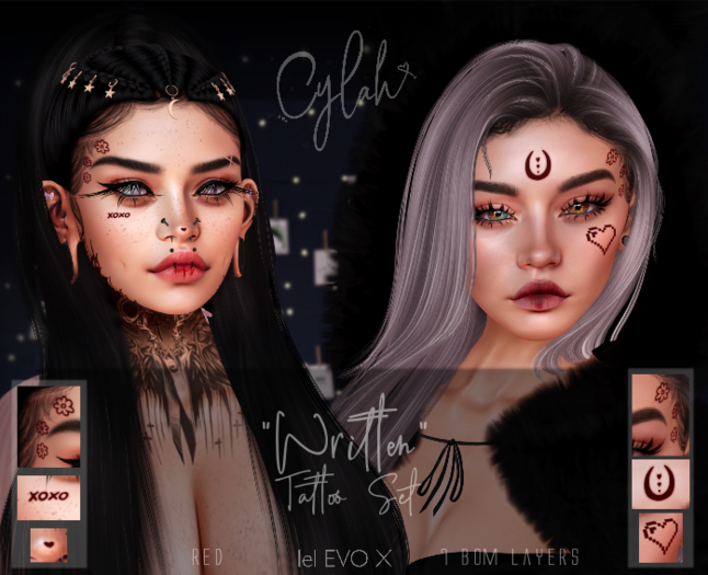 .:.Cylah.:. Written Tattoo Set