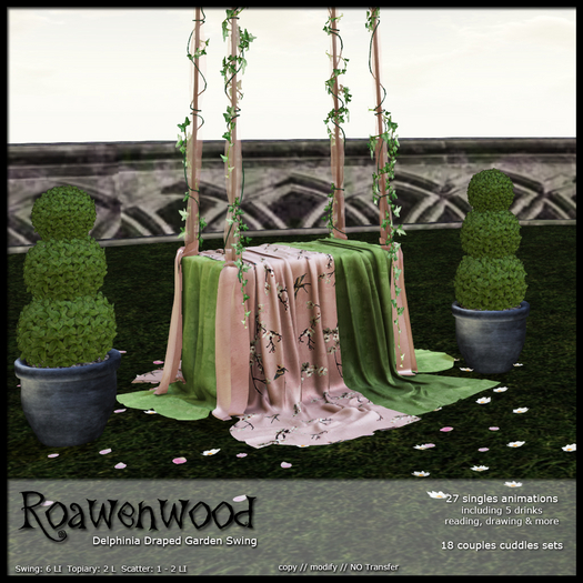 {RW} Delphinia Draped Garden Swing in Pink