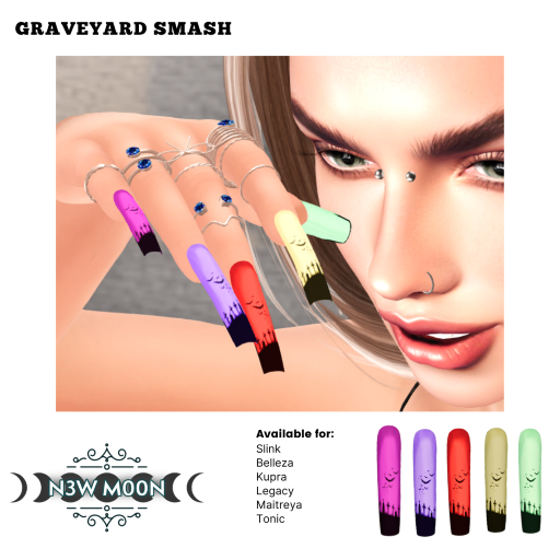 N3W M00N - Long Square Nails - Graveyard Smash - Kupra