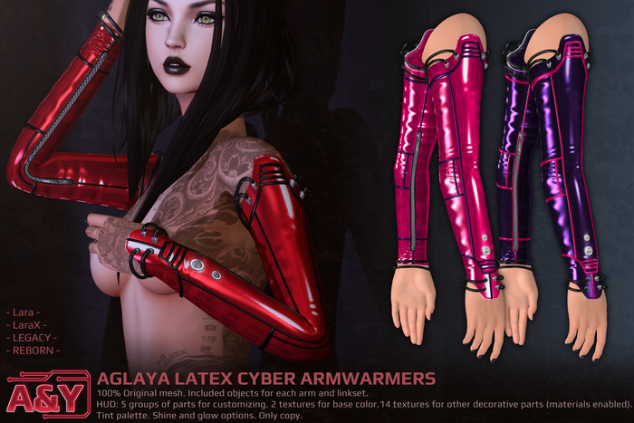 A&Y Aglaya Latex Cyber Armwarmers - Pink
