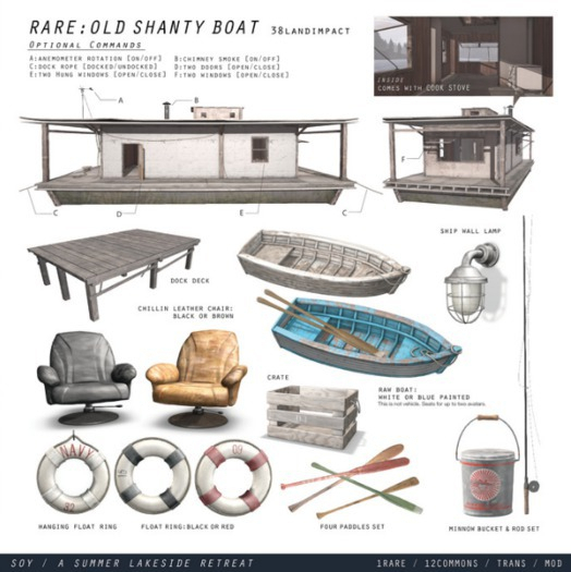 Soy. Summer Lakeside Retreat : Old Shanty Boat - RARE