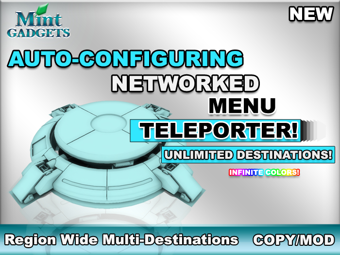 PROMO PRICE!  AUTO-CONIGURING Networked Menu Teleporter Mesh (New)