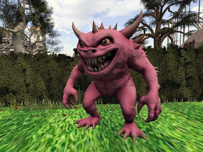 Pink Spiked Grin Monster statue