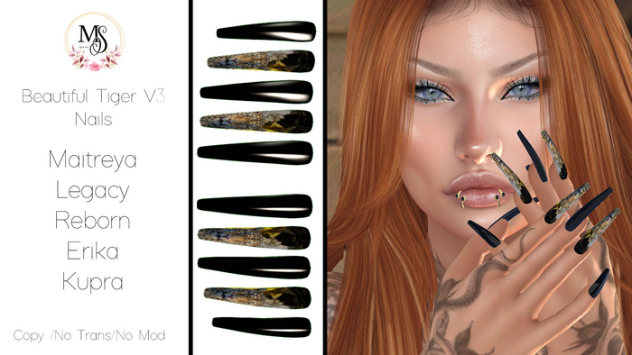 MS - Beautiful Tiger V3 Nails Coffin [ADD]