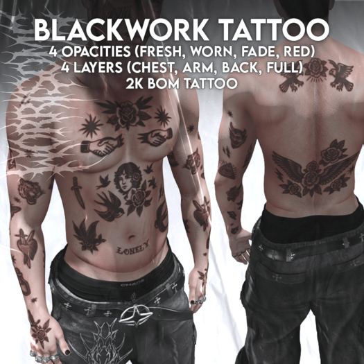 ⁘ Blackwork Tattoo (2K textures)