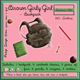 [M.A.] Brown Girly Girl -Backpack [Boxed]