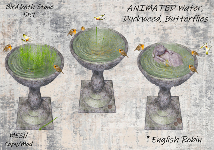 GARDEN Bird bath Stone SET