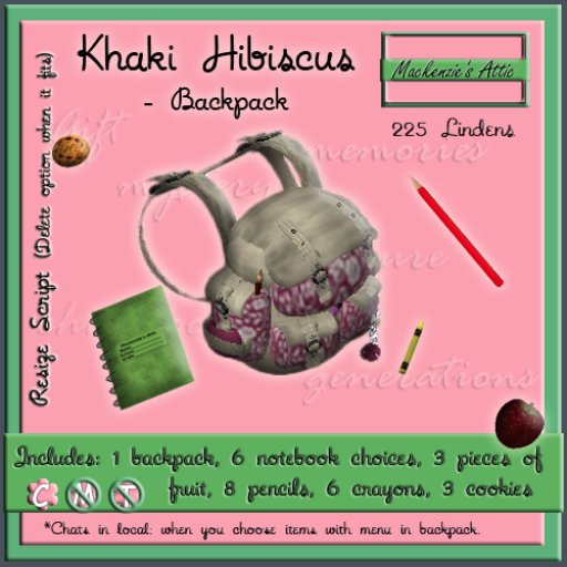 [M.A.] Khaki Hibiscus -Backpack  [Boxed]