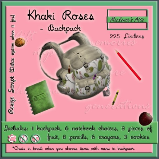 [M.A.] Khaki Roses -Backpack  [Boxed]
