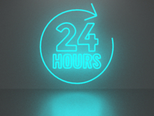 24 hours neon sign Full Permission