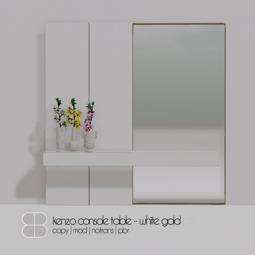 8 Kenzo Console Table PBR - WHITE GOLD