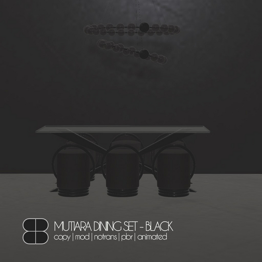 8 Mutiara Dining Set PBR - BLACK