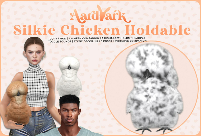 Aardvark : Silkie Chicken Holdable - Spotted 