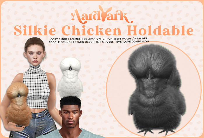 Aardvark : Silkie Chicken Holdable - Black 