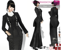 FullPerm Black & White Victorian Buttoned Shirt Collar with Vest & Open Front Jacket Maitreya LaraX Legacy Ebody Reborn