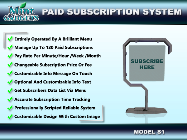 Paid Service Subscription System Model S1 | Sell Services | Give Items, Send messages 