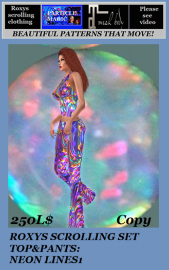 ROXYS SCROLLING SET TOP&PANTS NEON LINES