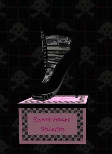 Sweet Heart Stilettos -Gray & Black