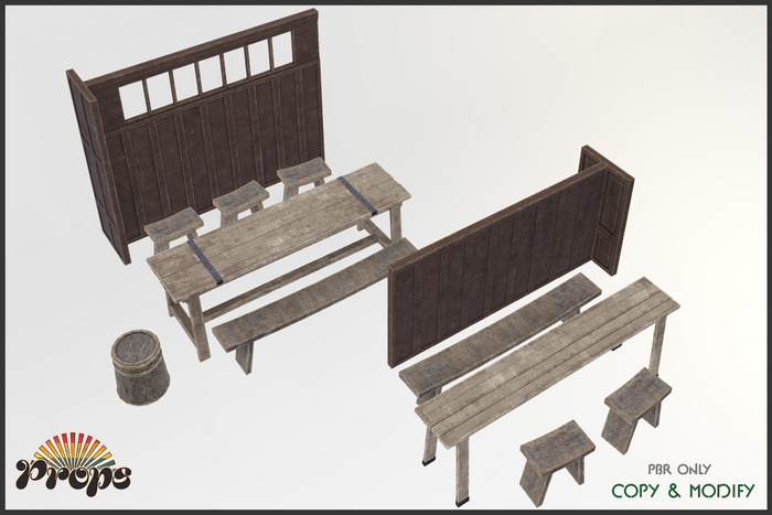 PROPS! Crossroad Inn - Tables, Benches & Booths 