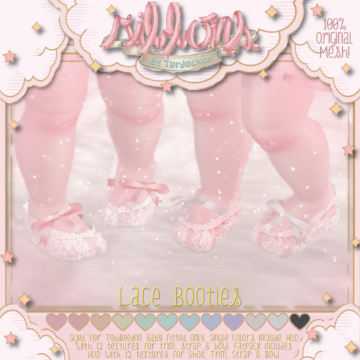 {Ribbons} Lace Booties - Cyan {Box}