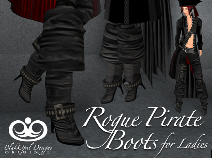 Rogue Lady Pirate Boots - Black