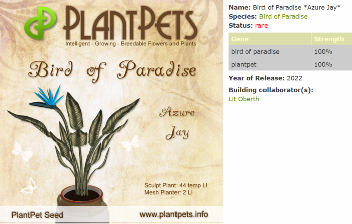 PlantPet Seed [Bird of Paradise *Azure Jay*]