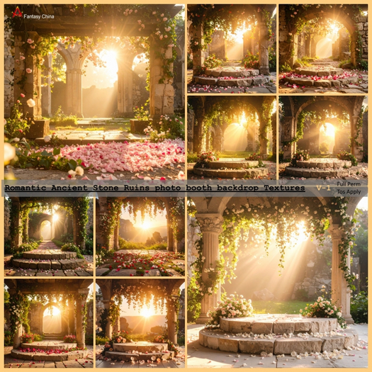 Romantic stone ruins backdrop Textures