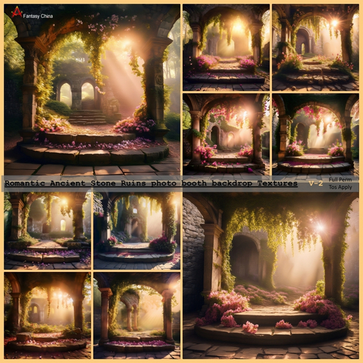 Romantic stone ruins backdrop Textures