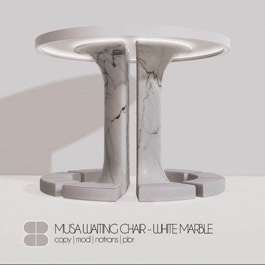 8 Musa Lobby Set - Waiting Chair WHITE MARBLE