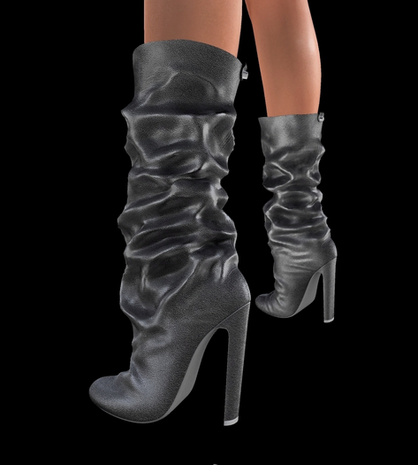 Grey Leather Sexy High Heel Boots