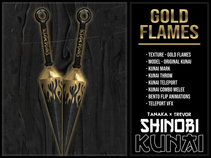 [TANAKA x TREVOR] - SHINOBI KUNAI - (GOLD FLAMES)