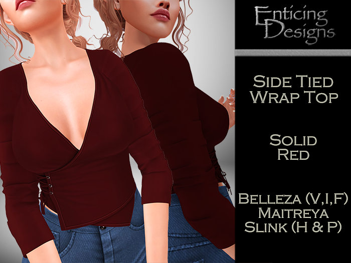 *ED Side Tied Wrap Top - Solid Red