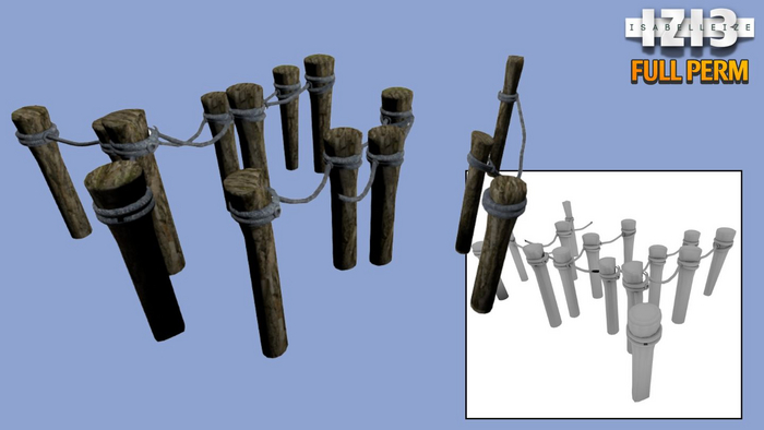 Mesh Wood  Rope Railing 5 set Full Perm isabelleize