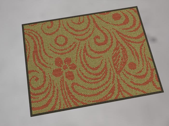 Woven Area Rug - Coral and Yellow