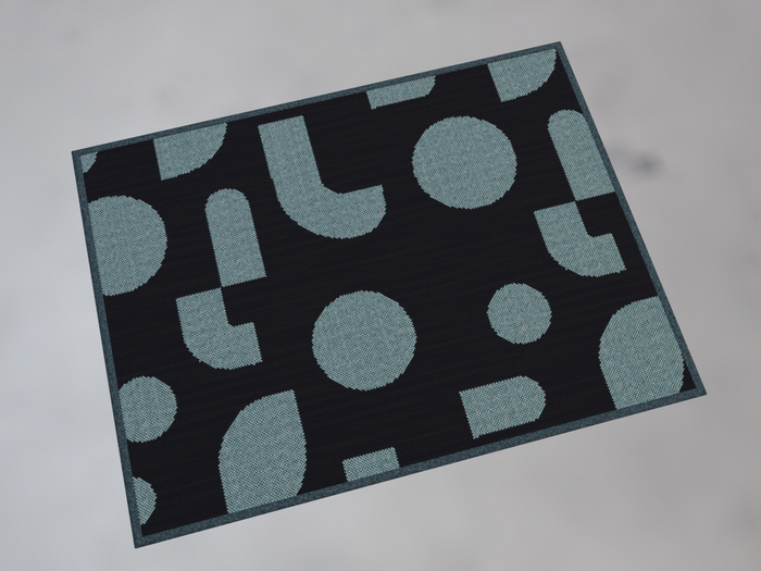 Woven Area Rug - Black and Blue 