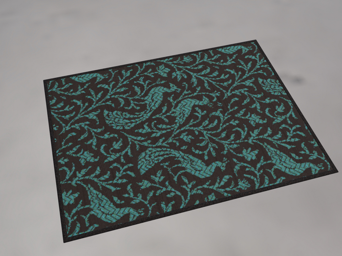 Woven Area Rug - Blue Peacocks 